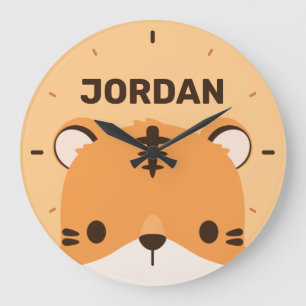Niedlicher Tiger mit Personalisiertem Namen Große  Wanduhr