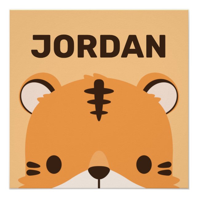 Niedlicher Tiger mit Personalisiertem Namen Poster (Vorderseite)