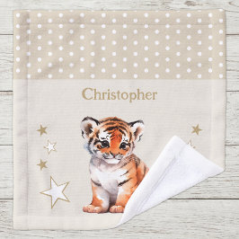 Niedlicher Tiger trägt den Namen Polka dots stars Waschlappen