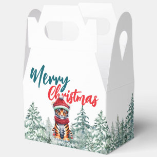 Niedlicher Tiger Weihnachtsbaum Frohe Weihnachten Geschenkschachtel