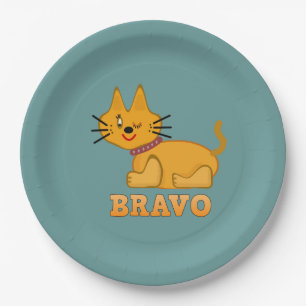 Niedlicher Tigerkatze, tapfer Cartoon Pappteller