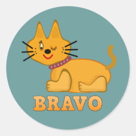 Niedlicher Tigerkatze, tapfer Cartoon Runder Aufkleber