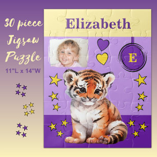 Niedlicher Tigername lila Gelbe Fotos Puzzle