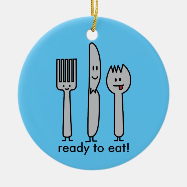 Niedlicher Tischbesteck-Gerät-Gabel-Messer Spork Keramik Ornament (Vorne)