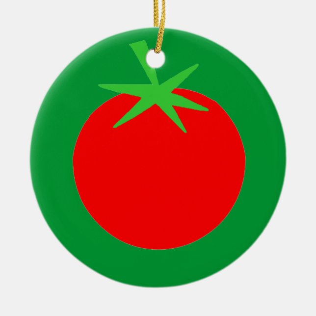 Niedlicher Tomato Gardener Weihnachtsbaum Keramik Ornament (Vorne)