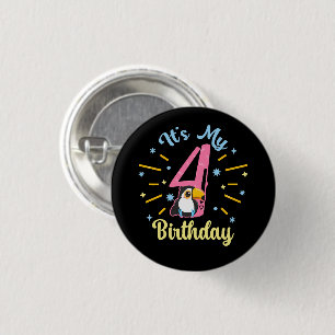 Niedlicher Toucan 4. Geburtstag 4. Geburtstag Mädc Button