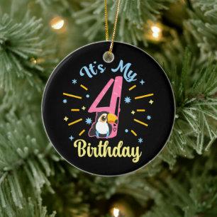 Niedlicher Toucan 4. Geburtstag 4. Geburtstag Mädc Keramik Ornament