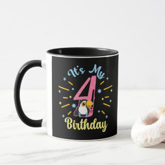 Niedlicher Toucan 4. Geburtstag 4. Geburtstag Mädc Tasse