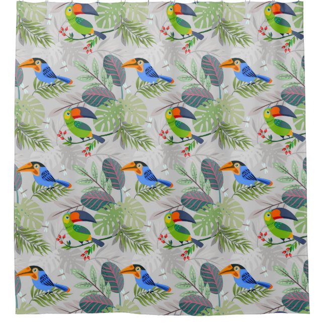 Niedlicher Toucan bird, Everybirdy Pattern, Wasser Duschvorhang (Vorderseite)
