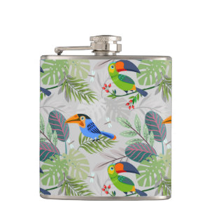 Niedlicher Toucan bird, Everybirdy Pattern, Wasser Flachmann