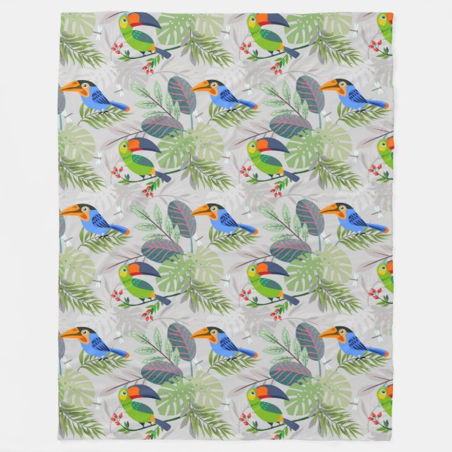 Niedlicher Toucan bird, Everybirdy Pattern, Wasser Fleecedecke (Vorderseite)
