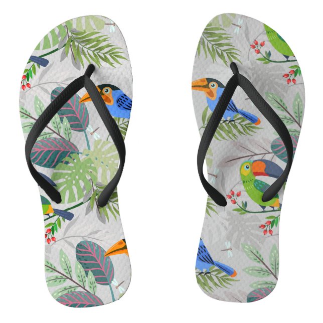 Niedlicher Toucan bird, Everybirdy Pattern, Wasser Flip Flops (Fußbett)