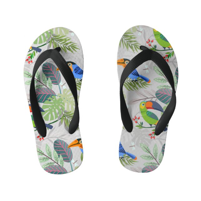 Niedlicher Toucan bird, Everybirdy Pattern, Wasser Kinderbadesandalen (Fußbett)