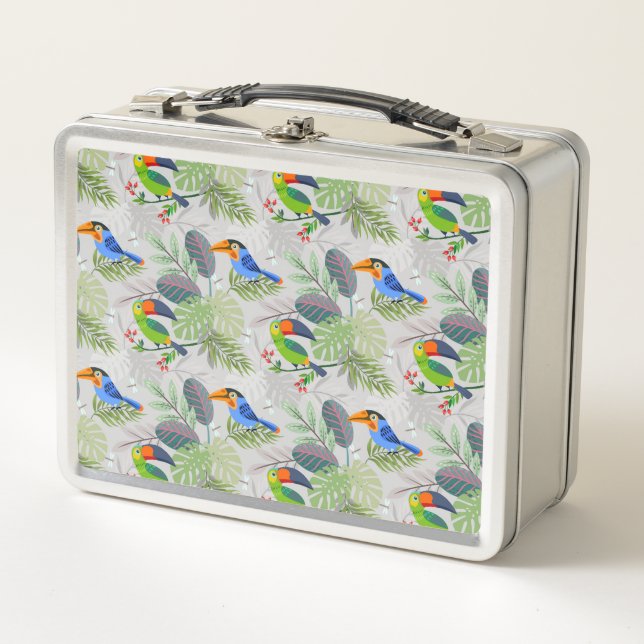 Niedlicher Toucan bird, Everybirdy Pattern, Wasser Metall Brotdose (Vorderseite)