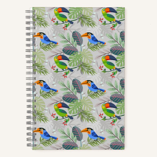 Niedlicher Toucan bird, Everybirdy Pattern, Wasser Notizbuch (Vorderseite)