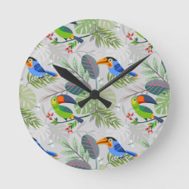 Niedlicher Toucan bird, Everybirdy Pattern, Wasser Runde Wanduhr