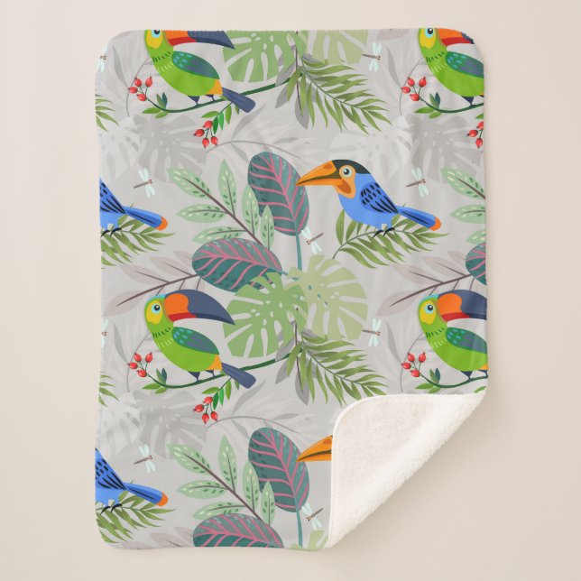 Niedlicher Toucan bird, Everybirdy Pattern, Wasser Sherpadecke (Vorderseite)