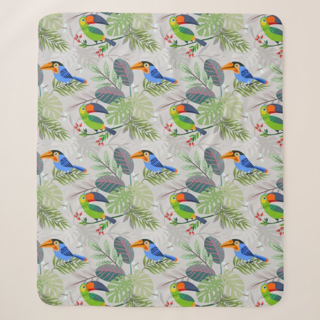 Niedlicher Toucan bird, Everybirdy Pattern, Wasser Sherpadecke (Vorderseite)