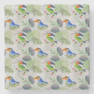 Niedlicher Toucan bird, Everybirdy Pattern, Wasser Steinuntersetzer