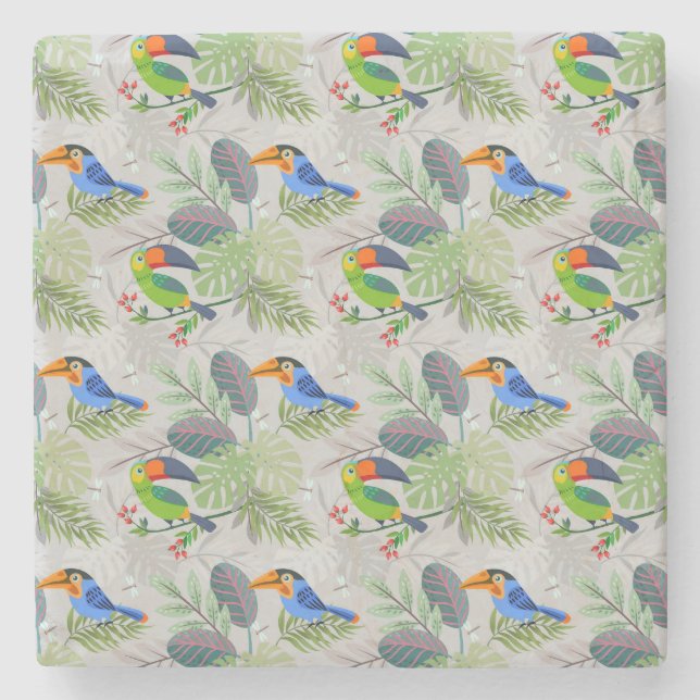 Niedlicher Toucan bird, Everybirdy Pattern, Wasser Steinuntersetzer (Vorderseite)