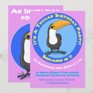 Niedlicher Toucan Vogel Cartoon Geburtstag einlade Einladung