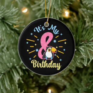 Niedlicher Toukan 8. Geburtstag 8. Geburtstag Mädc Keramik Ornament