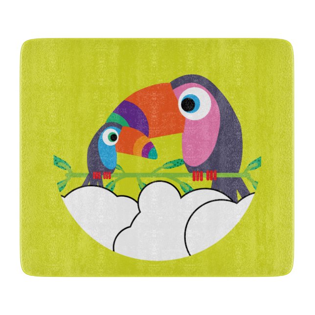 Niedlicher Toukan | LIEBE | Funny Birds Tasse Serv Schneidebrett (Vorderseite)