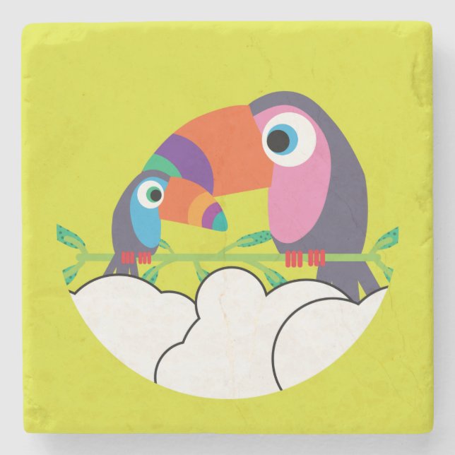 Niedlicher Toukan | LIEBE | Funny Birds Tasse Serv Steinuntersetzer (Vorderseite)