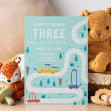 Niedlicher Transport Auto Boy Geburtstag Einladung