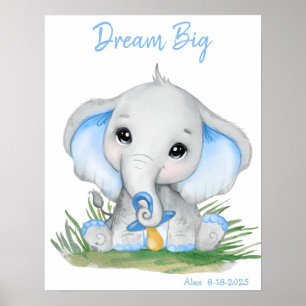 Niedlicher Traum Big Blue Elephant Personalisiert Poster