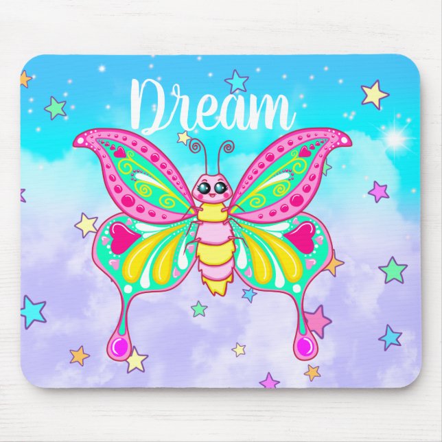 Niedlicher "Traum" Kawaii Butterfly Mouse Pad Mousepad (Vorne)