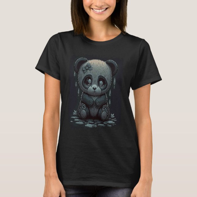Niedlicher trauriger Panda T-Shirt (Vorderseite)