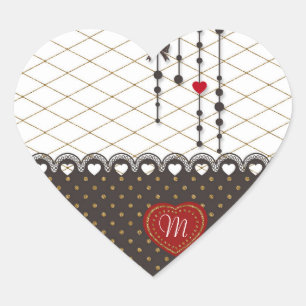 Niedlicher trendy Spitze-Imitat-GoldGlitter Herz-Aufkleber