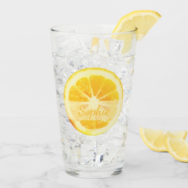 NIEDLICHER TRENDY YELLOW CUT LEMON FRUIT INDIVIDUE GLAS (Rückseite Ice)