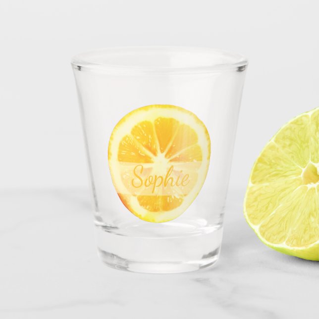 NIEDLICHER TRENDY YELLOW CUT LEMON FRUIT INDIVIDUE SCHNAPSGLAS (Vorderseite)