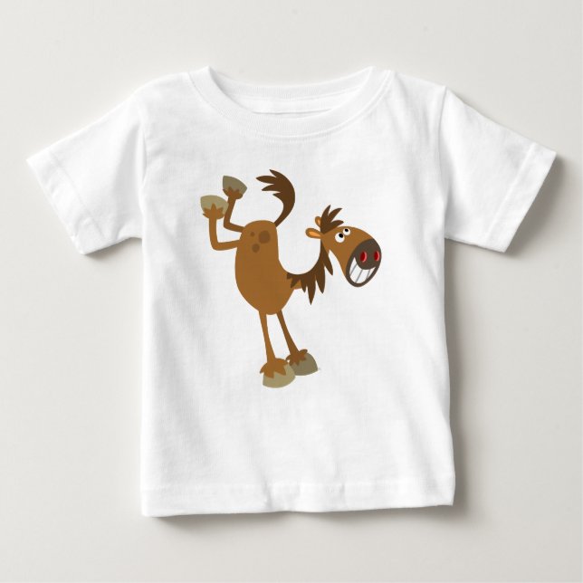 Niedlicher tretender Cartoon-Pferdebaby-T - Shirt (Vorderseite)