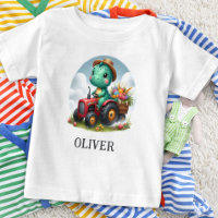Niedlicher Trex Dinosaurier Fahren mit einem roten