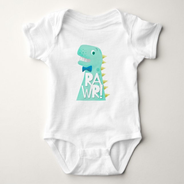 Niedlicher Trex Dinosaurier RAWR Baby Strampler (Vorderseite)