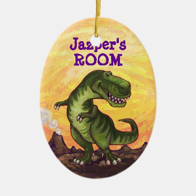 Niedlicher TRex Kopf-und Schwanz-persönlicher Keramik Ornament (Vorne)