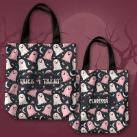 Niedlicher Trick oder Treat Ghosts mit dem Mond un
