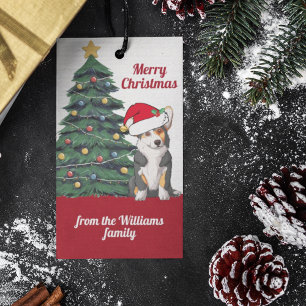 Niedlicher Tricolor Corgi Weihnachtsbaum Maßgeschn Geschenkanhänger