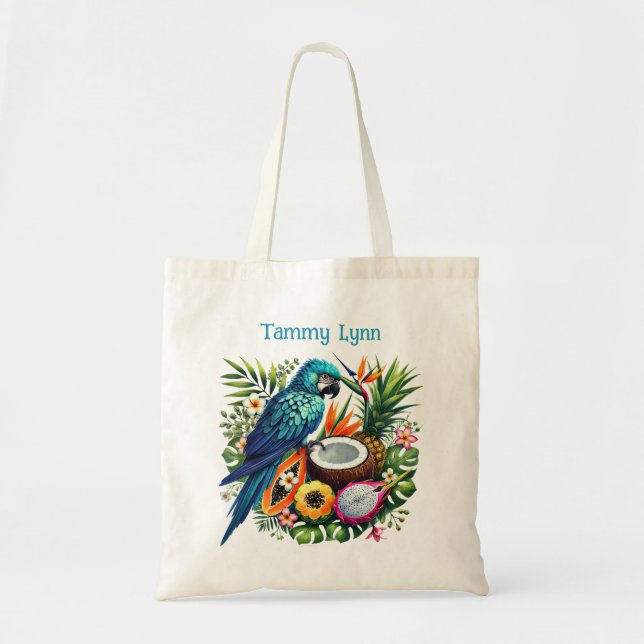 Niedlicher Tropenvogel Name Tragetasche (Vorne)