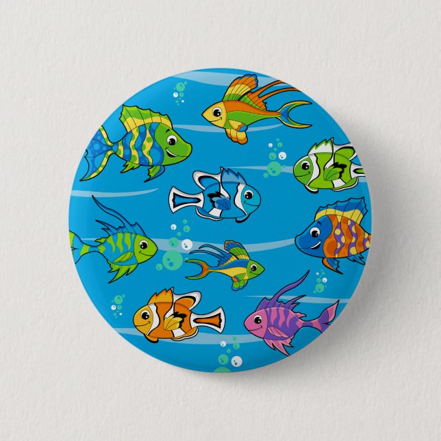 Niedlicher tropischer Fisch-Knopf Button (Vorderseite)
