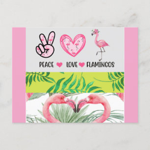 Niedlicher Tropischer Frieden Liebe Flamingos Postkarte