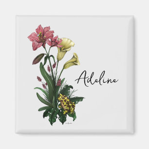 Niedlicher tropischer Frosch und botanische Lily-A Magnet