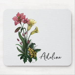 Niedlicher tropischer Frosch und botanische Lily-A Mousepad