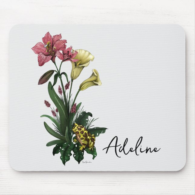 Niedlicher tropischer Frosch und botanische Lily-A Mousepad (Vorne)