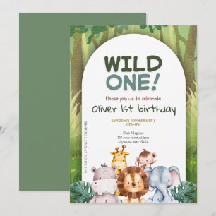 Niedlicher Tropischer Jungle Safari Wild 1. Geburt Einladung