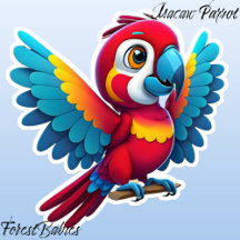 Niedlicher tropischer Macaw Parrot Bird Cartoon Gr