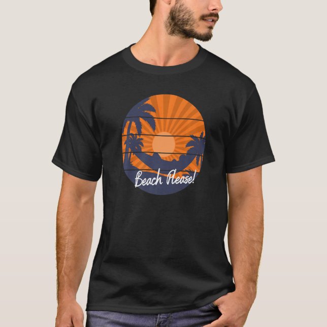 Niedlicher tropischer Strand Bitte Sonnenuntergang T-Shirt (Vorderseite)